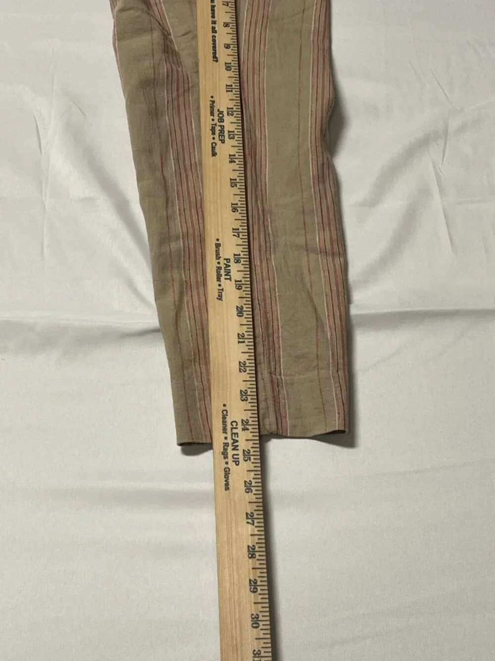 Banana Republic Avery Petite 6P Linen Blend Cropped Pants Tan Red Stripe Belt